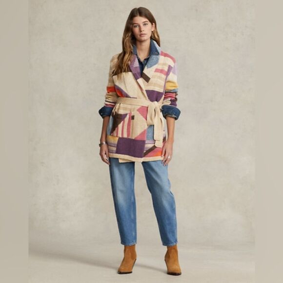 Polo by Ralph Lauren Geo-Motif Shawl Linen-Blend Cardigan, New, Size XL - Picture 16 of 16